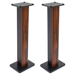 35.4in Rosewood Wood Grain Speaker Stands Pair Sand-Fillable Column 90cm