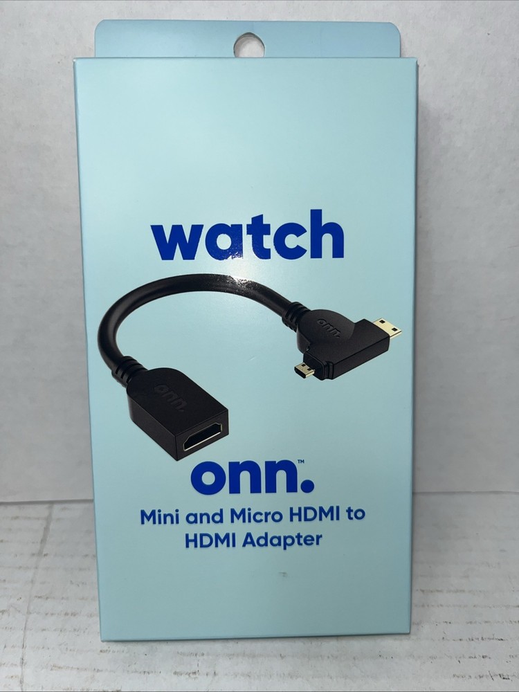 Onn. Mini and Micro HDMI to HDMI Adapter Black
