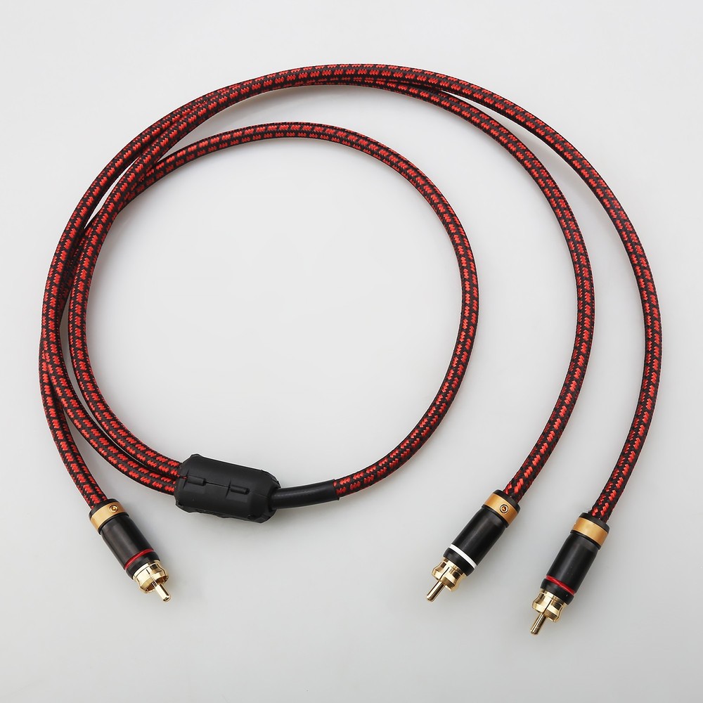 Single RCA Male to 2-RCA Male Gold-Plated Splitter Cable