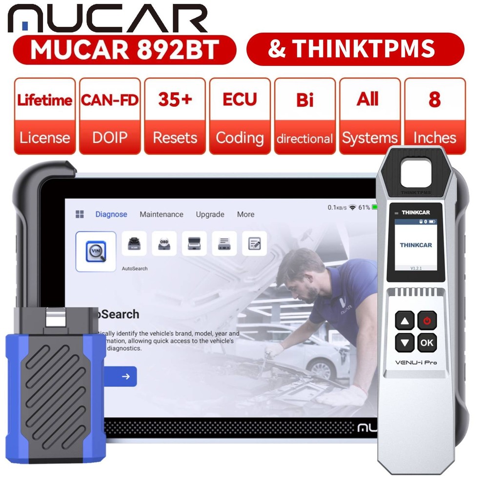 MUCAR 892BT Car Scanner with TPMS Diagnostics Bidirectional Toolkit 35+ Resets