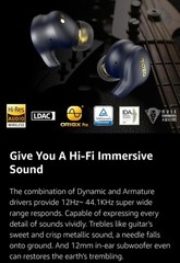 TOZO Golden X1 Galaxy Blue/Black Earbuds OrigX Pro, LDAC & Hi-Res Audio Wireless