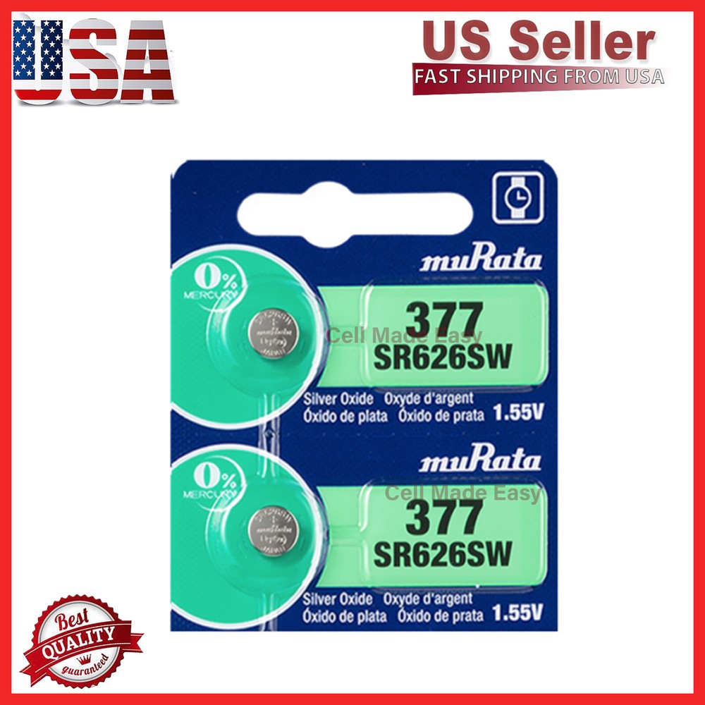 2 FRESH NEW MURATA / SONY 377 SR 626SW Silver Oxide SR626 V377 Watch Battery