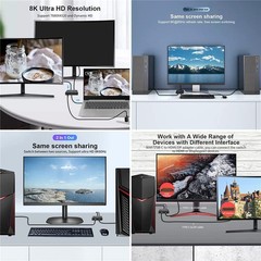 USB–Bi-Direction Switch MST 1 to 2 Hub Video Data PD 8K30hz 100W 10Gbps