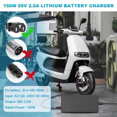 150W 59V 2.5A Charger For 48V Lead Acid Battery 3-Hole T-Plug Power Adapter