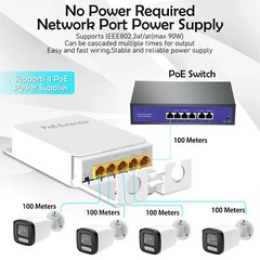5-Port Outdoor PoE Gigabit Extender, 1 In 4 Out Poe Repeater With 1000Mbps, US