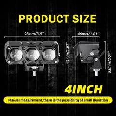 2x 4” LED Work Light Bar Spot Flood Pods Off Road Truck Fog Lights Yellow White