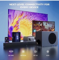 MZEIBO Sound Bar with Subwoofer, 120W Soundbar for Smart TV