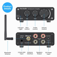 Fosi Audio BT10A Bluetooth 5.0 Stereo Audio Amplifier Receiver 2 Channel Class D