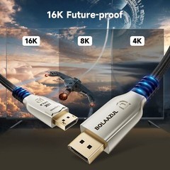 8K DisplayPort 2.0 Cable 6ft 16K DP Cable 2.0 16K@60Hz 8K@120Hz 4K@240Hz 165H…