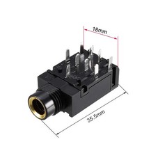 uxcell PCB Mount 6.35mm 9 Pin Socket Headphone Stereo Jack Audio Video Black