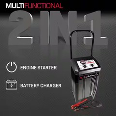 Wheeled Manual 10-Amp Car Battery Charger and 250A Engine Starter, 50A Boost, 6V