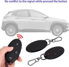 Silicone Key Fob Cover for Hyundai 2024-2026 Tucson Black Red+Black Pink(Button