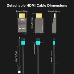 RUIPRO 8K Detachable Full Fiber Optic Armored HDMI 2.1 Cable 40FT, Ultra High…