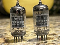 VINTAGE PAIR GE 5814A AMP TUBES FIVE STAR