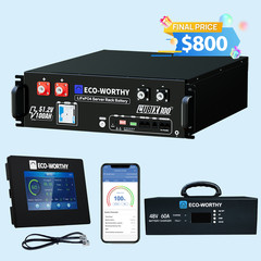 ECO-WORTHY 48V 100AH Lithium Battery UL9540A+ 48V 60A Charger+Battery Monitor