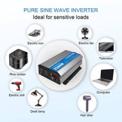 2500W/5000W Pure Sine Wave Inverter 12V DC to 120V AC Converter for RV Off-Grid