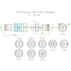 1.64 ft GX16 4 Pin Double Female Cable GX16 4Pins Female to Female Head Aviat…