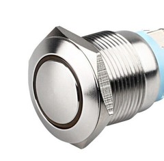 DOMED LED ON/OFF Stainless Steel Push Button Switch w/Harness