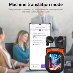 AI Translation Earbuds LCD Touch Screen Real Time 135 Languages ENC Bluetooth
