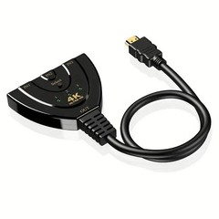 4K HDMI Switch 3 Port, HDMI Splitter Switcher Hub, 4K, Plug and Play,