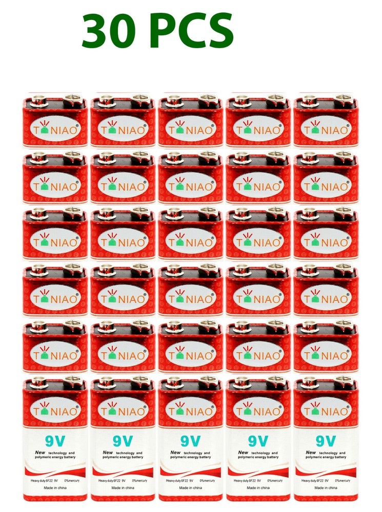 30 PCS 9V 6F22 Heavy Duty Batteries Zinc Carbon 0% Mercury Battery Free Shipping