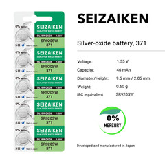 Seizaiken 371 SR920SW 1.55V 0%Hg Silver Oxide Watch Battery – Wholesale