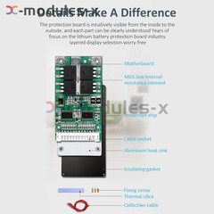13S Ternary 48V 15A li-ion Lithium battery Protection Board BMS PCB Module new