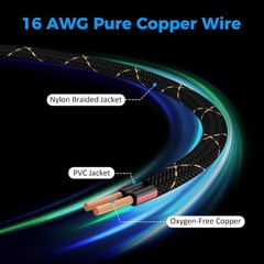 16/2 ofc Speaker Wire 25ft – Durable Nylon Braided Cable for High-Fidelity Audio