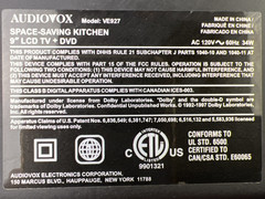 Audiovox Under Counter LCD Drop Down 9″ Screen TV W/Built-In DVD/CD & AM/FM