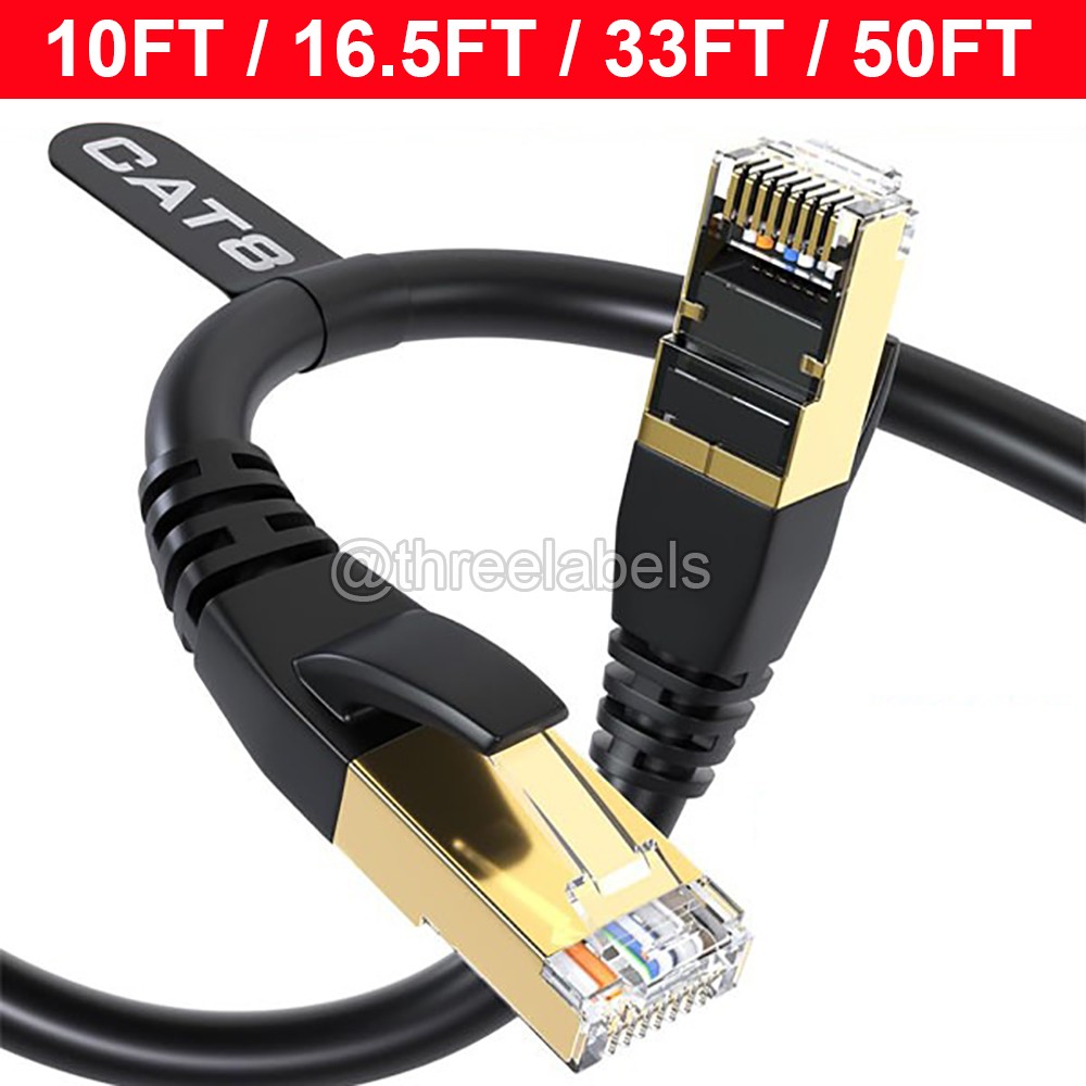 Cat 8 Ethernet RJ45 Cable Super Speed 40Gbps Patch LAN Network Gold Plated USA