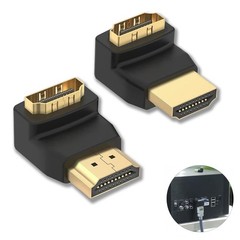 Right Angle HDMI Adapter 90° 270° 2-Pack Male to Female 4K HDR 60Hz L-Shape TV