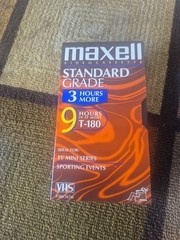 2 Ct Lot Maxell Standard Grade T-180 9 Hours Blank VHS Tape – New Sealed Plus 1