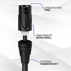 LyxPro Microphone 6 feet XLR Cable, Male to Female, 3 Pin Mic Cable, White