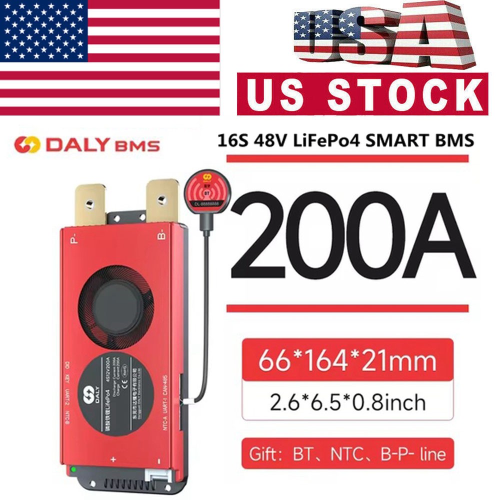 Daly Smart BMS 16S 48V 200A LiFePo4 Battery BMS w/Balance +Bluetooth Module US