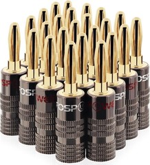 Banana Plugs 12 Pairs / 24 pcs, Closed Screw 24K Gold Plated Speaker Plug Connec