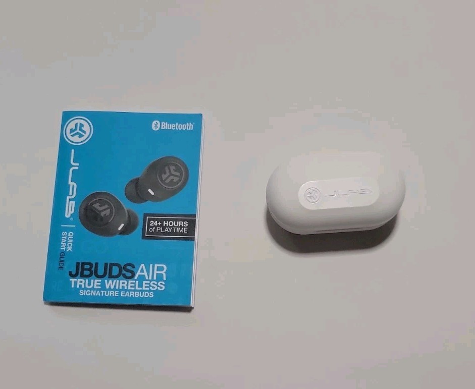 JLab JBuds Air Wireless Signature Bluetooth Earbuds + Charging Case, White