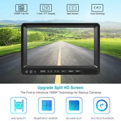 7″ Split Monitor DVR +AHD 1080P Rear View Backup Camera For Truck Bus Caravan RV