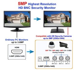 101AV 19.5″ 5MP Professional Security Monitor with HDMI & 19″ B HD, Black
