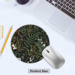 XUNLURY Dark Green Plant Mouse Pad, Vintage 7.9×7.9 inches, color 1