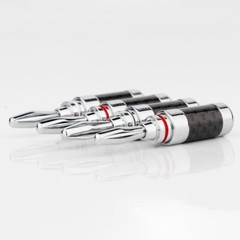 4x Banana Plug For Hifi Speaker Carbon Fiber Rhodium Plated Banana Connector NEW