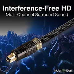 FosPower 6FT Durable Mesh Tough Digital Optical S/PDIF Fiber Toslink Audio Cable