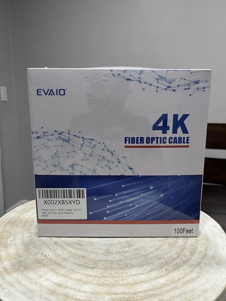 EVAIO 4K Fiber Optic HDMI Cable 100FT, ARC, 3D,Slim and Flexible New And Sealed