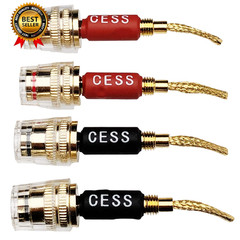 CESS-220 Pin Banana Plug to 4Mm Female Banana Jack/Speaker Wire, 4 Pack (Braided