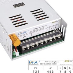 DROK 48V Power Supply, AC 110V/220V to DC 0-48V 10A 480W Buck Converter, Adjusta