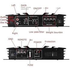 Car Audio Amplifier 3800W 2 Channel Full Range Vehicle Subwoofer Speaker System