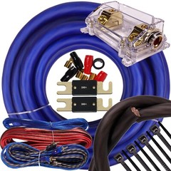Elite 0 Gauge Amp Kit Amplifier Install Wiring 0 Ga Wire 5000W to 8000W Blue PK3