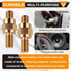 2 Set Side Post Battery Terminal Extension Bolt with Nuts,3/8″-16 Coarse and 3/8
