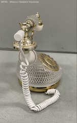 Vintage Columbia CR-34G Crystal Dial Telephone Push Button Gold Tone Desk Phone