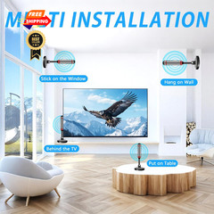 2024 Digital TV Antenna with Strong Magnetic Base, 360&Long 5.5 IN, black