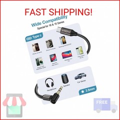 VIOY USB C to Aux 3.3 FT, Type C to 3.5mm Male Aux Cord for Car 90 Degree, USB-C